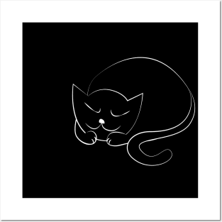 Sleeping Black Cat Posters and Art